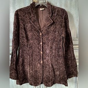 Brown top/jacket  with leaf pattern